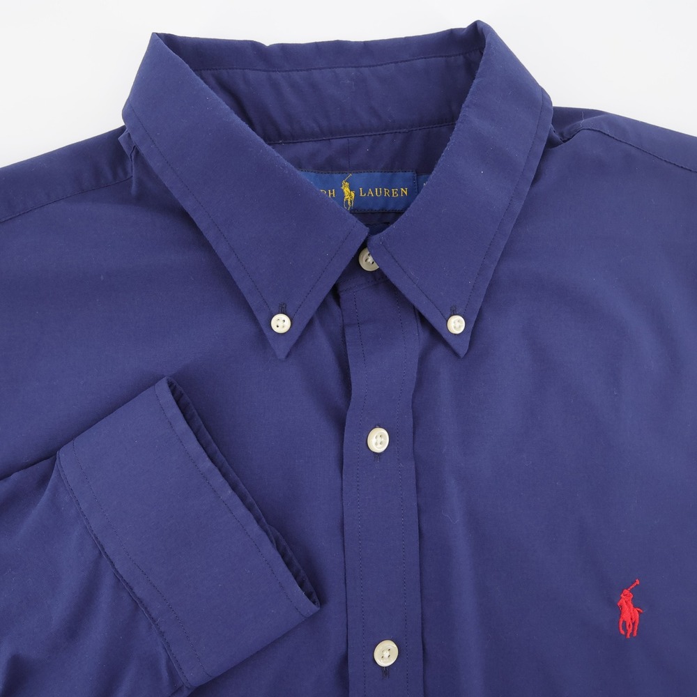 Polo Ralph Lauren Slim Fit Performance Button Down Navy Blue Long Sleeve Mens XL